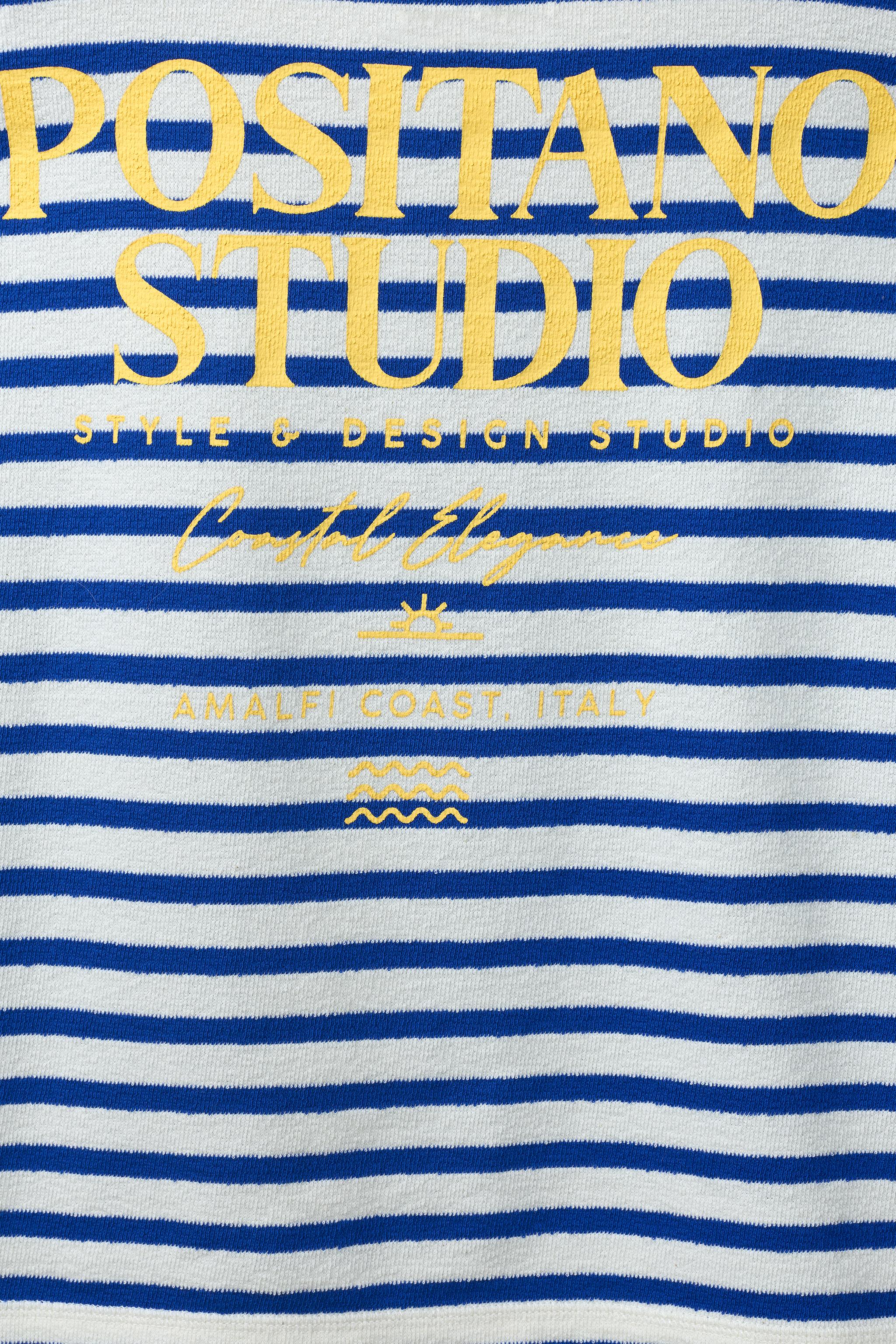 STRIPED AND TEXT T-SHIRT